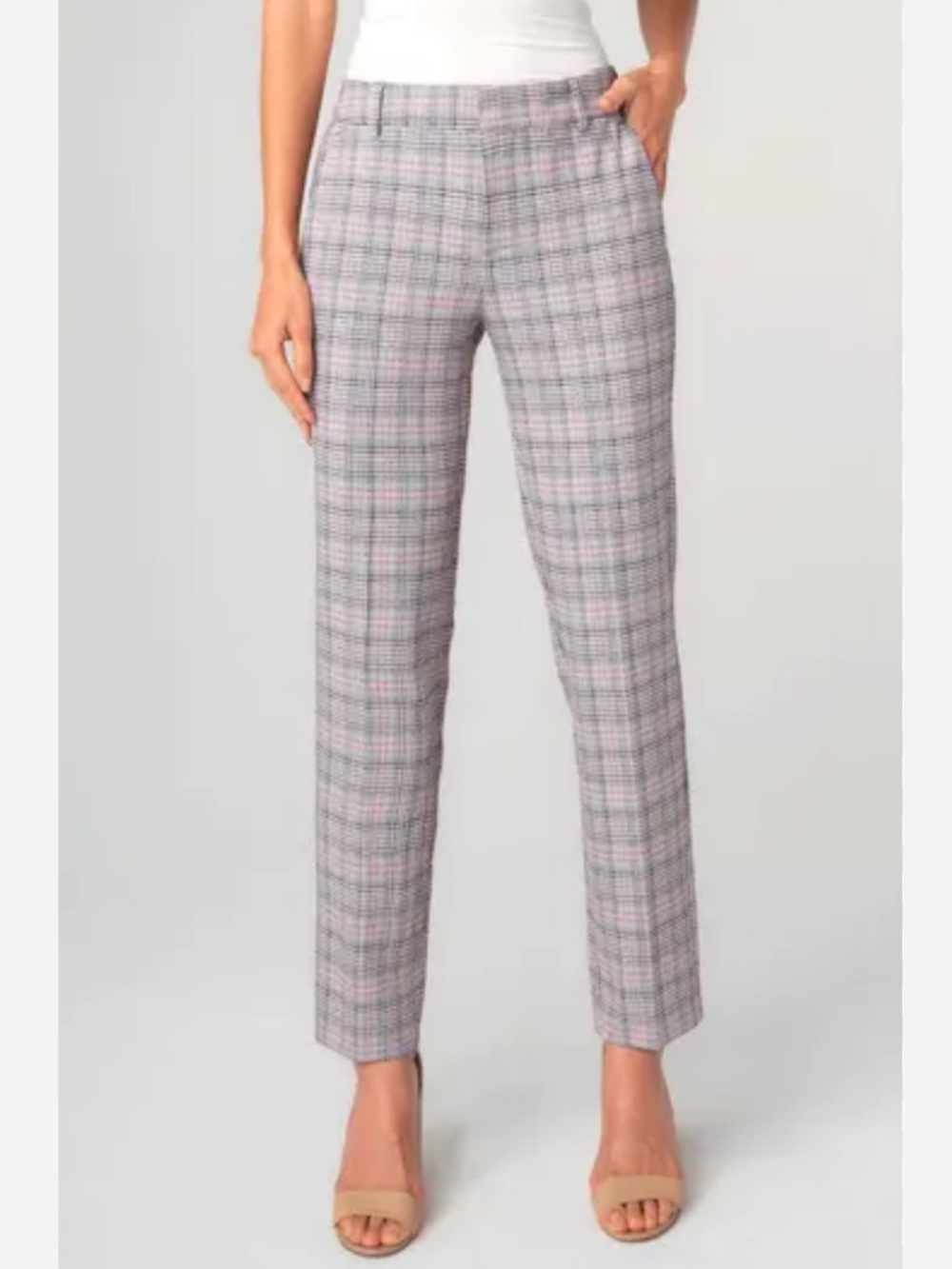 Zara Plaid Straight-Leg Dress Pant Trousers